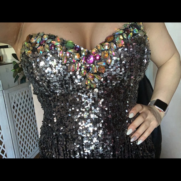 Black Sequined Prom Dress - Picture 3 of 3